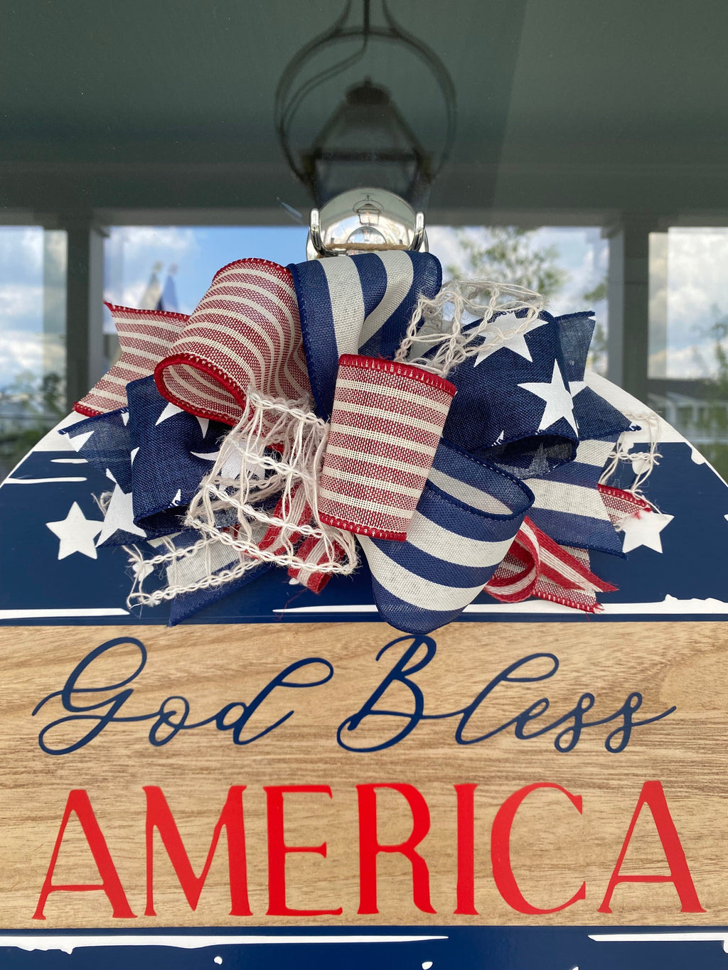 God Bless America Patriotic Door Hanger: 4th of July Decor