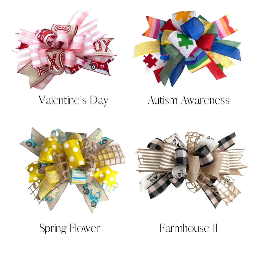 Options Available - Magnetic Interchangeable Bows for Door Hanger - Holiday | Seasonal | Awareness | Mardi Gras | Bow