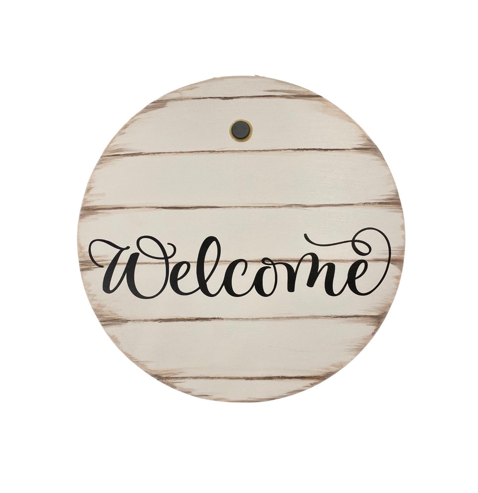Distressed Shiplap Welcome Door Hanger: Magnetic Bow, Farmhouse Decor