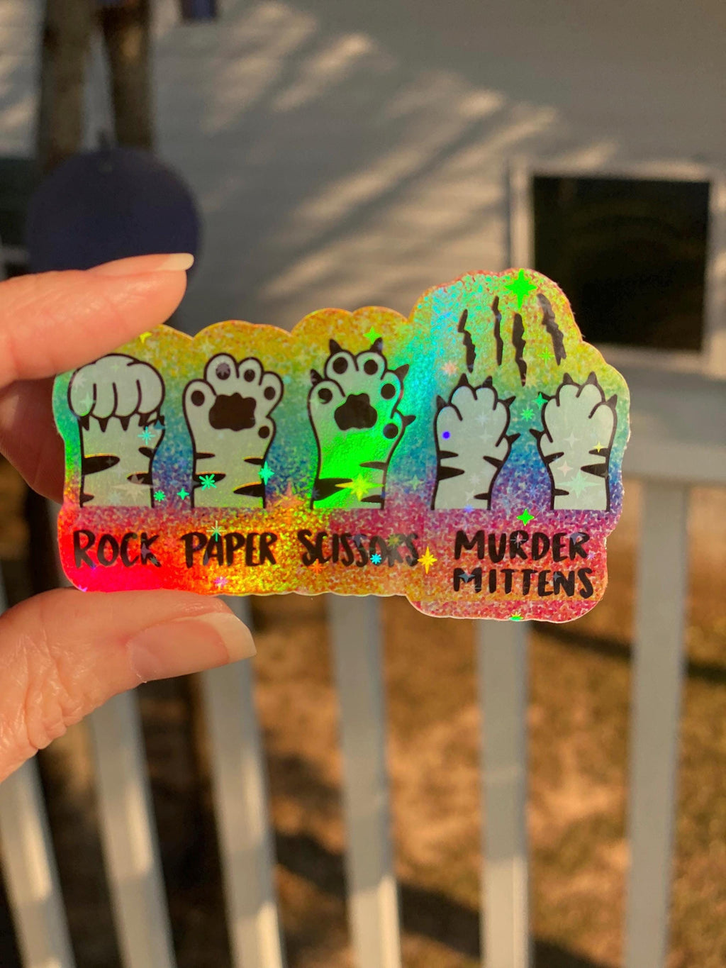 Holographic Murder Mittens Sticker | Laptop Sticker | Water Bottle Sticker