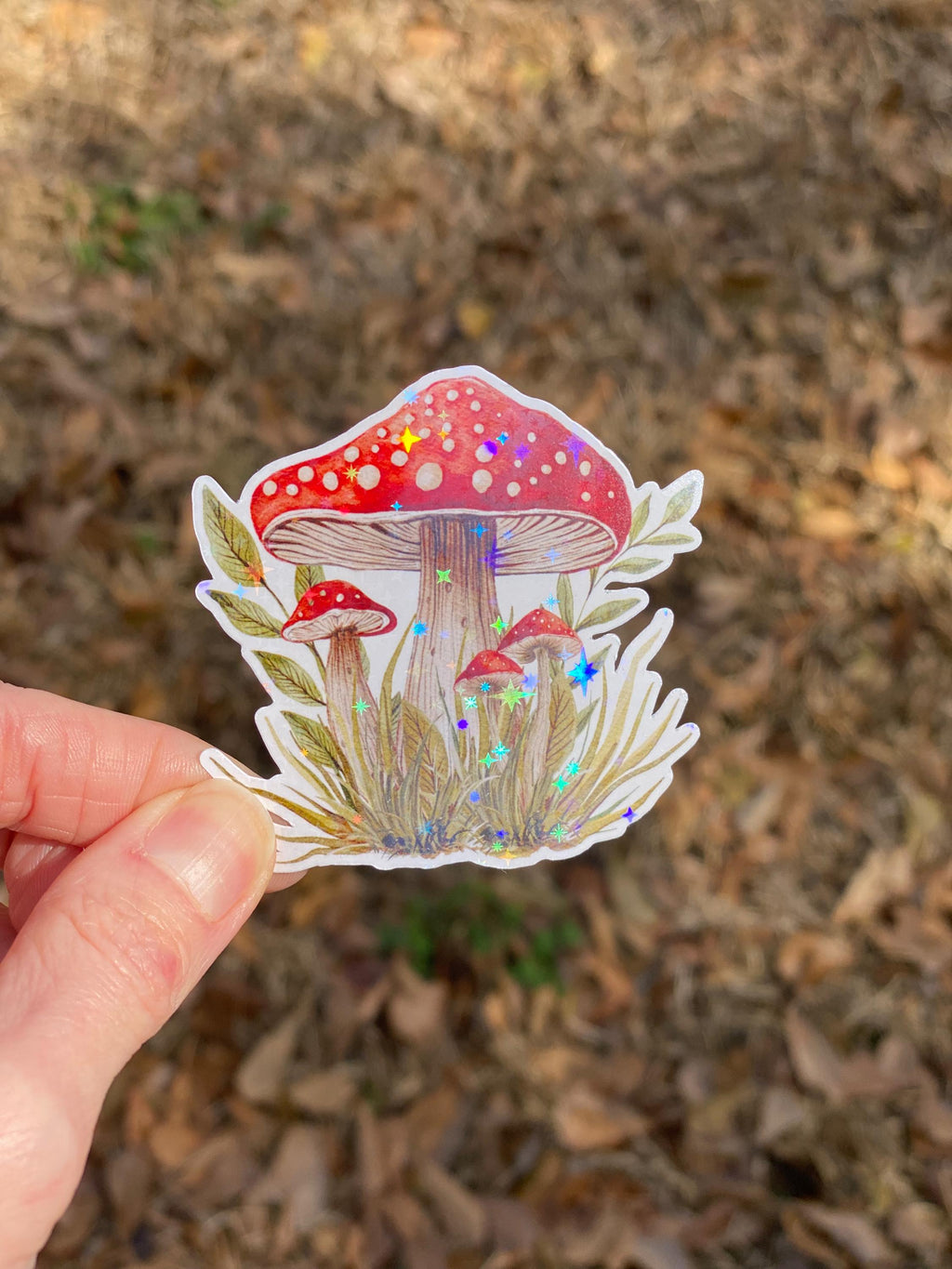 Magical Mushroom Sticker: Holographic Vinyl Decal