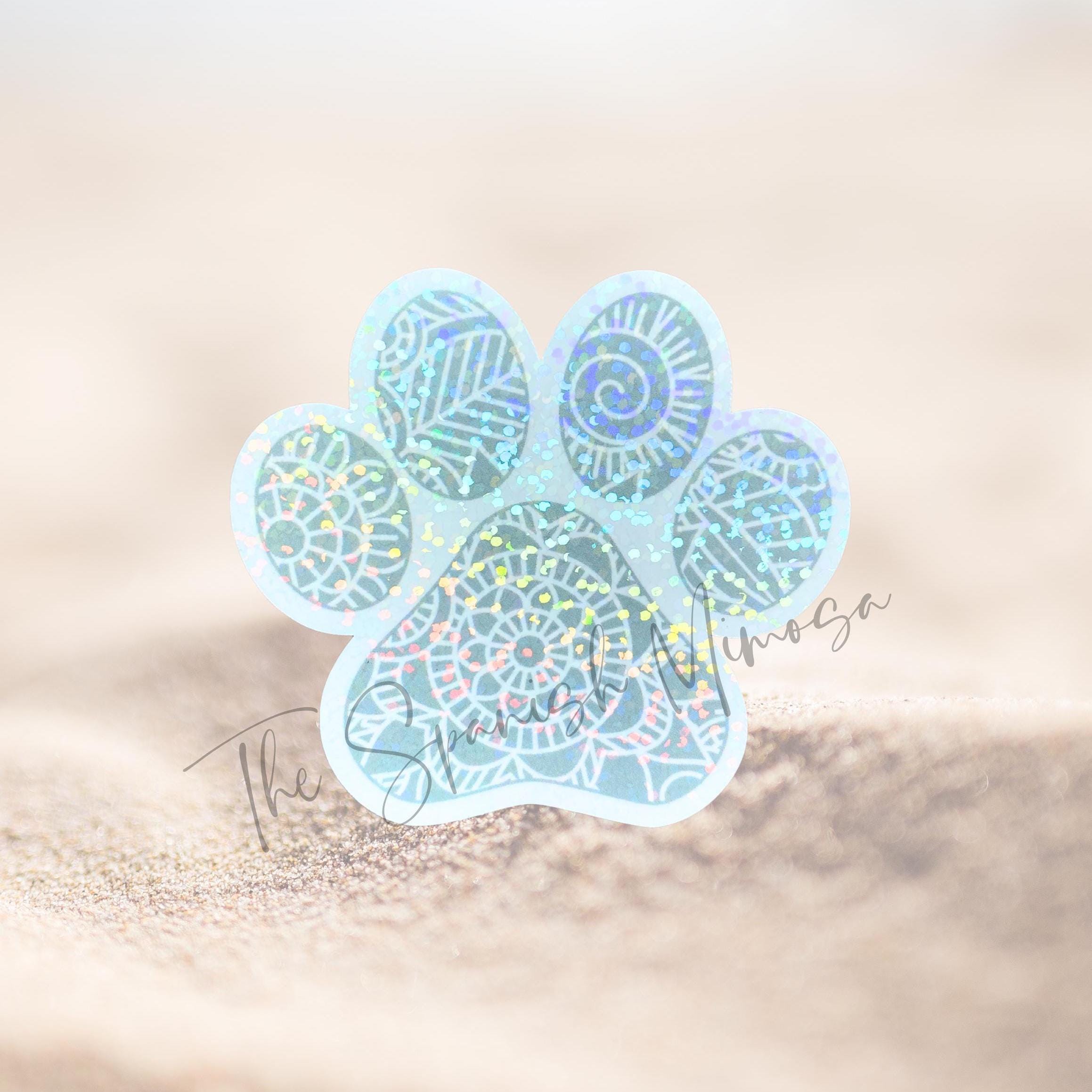 Holographic Puppy Paw Stickers: Floral & Mandala Dog Decals