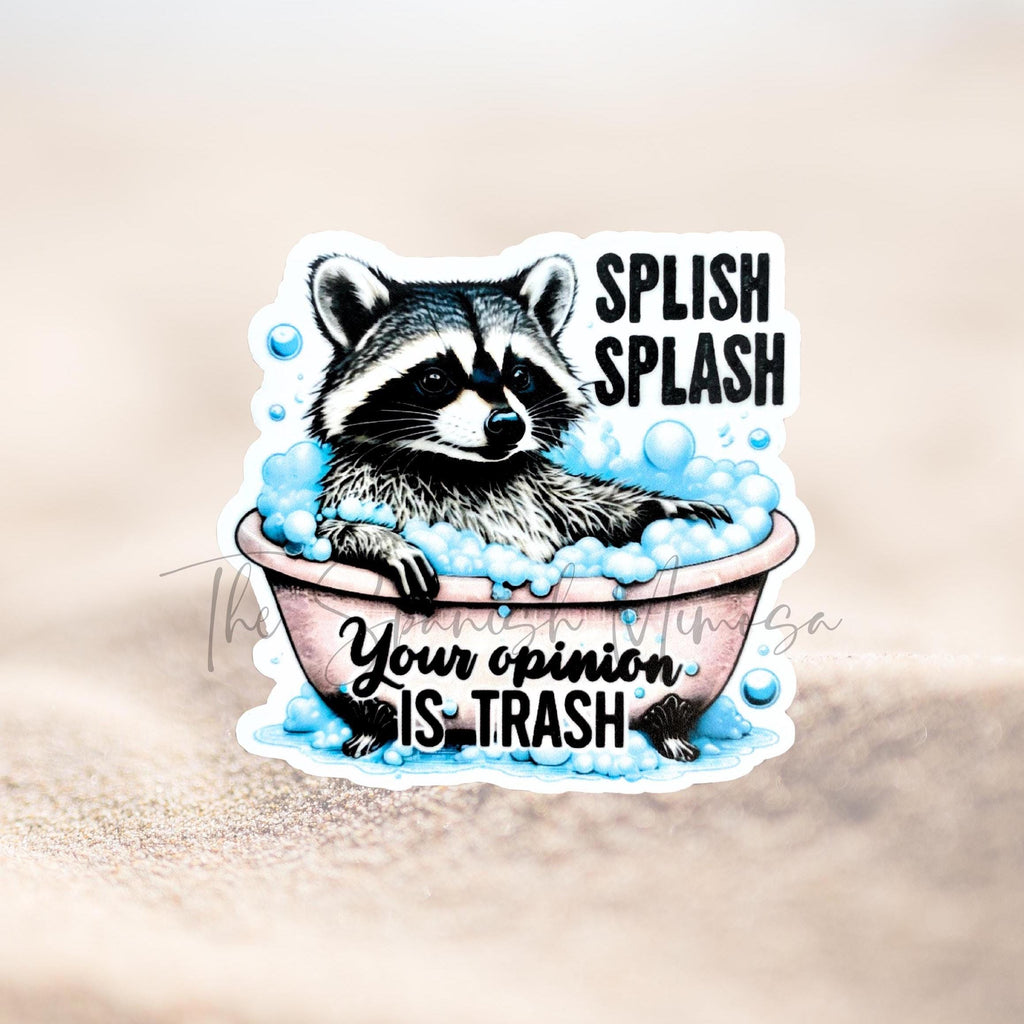 Raccoon in Bathtub Sticker | Sassy Waterproof Matte Decal