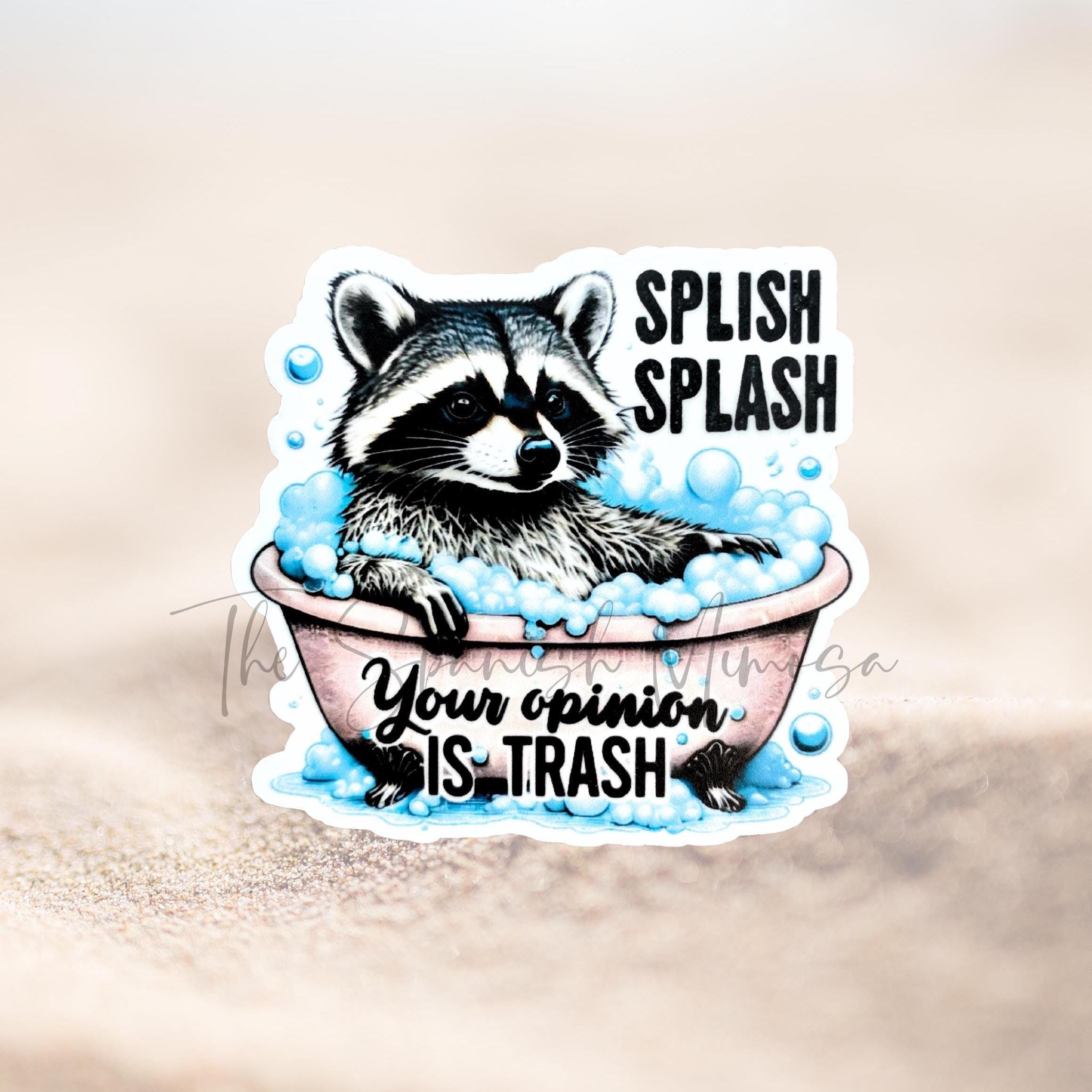 Raccoon in Bathtub Sticker | Sassy Waterproof Matte Decal