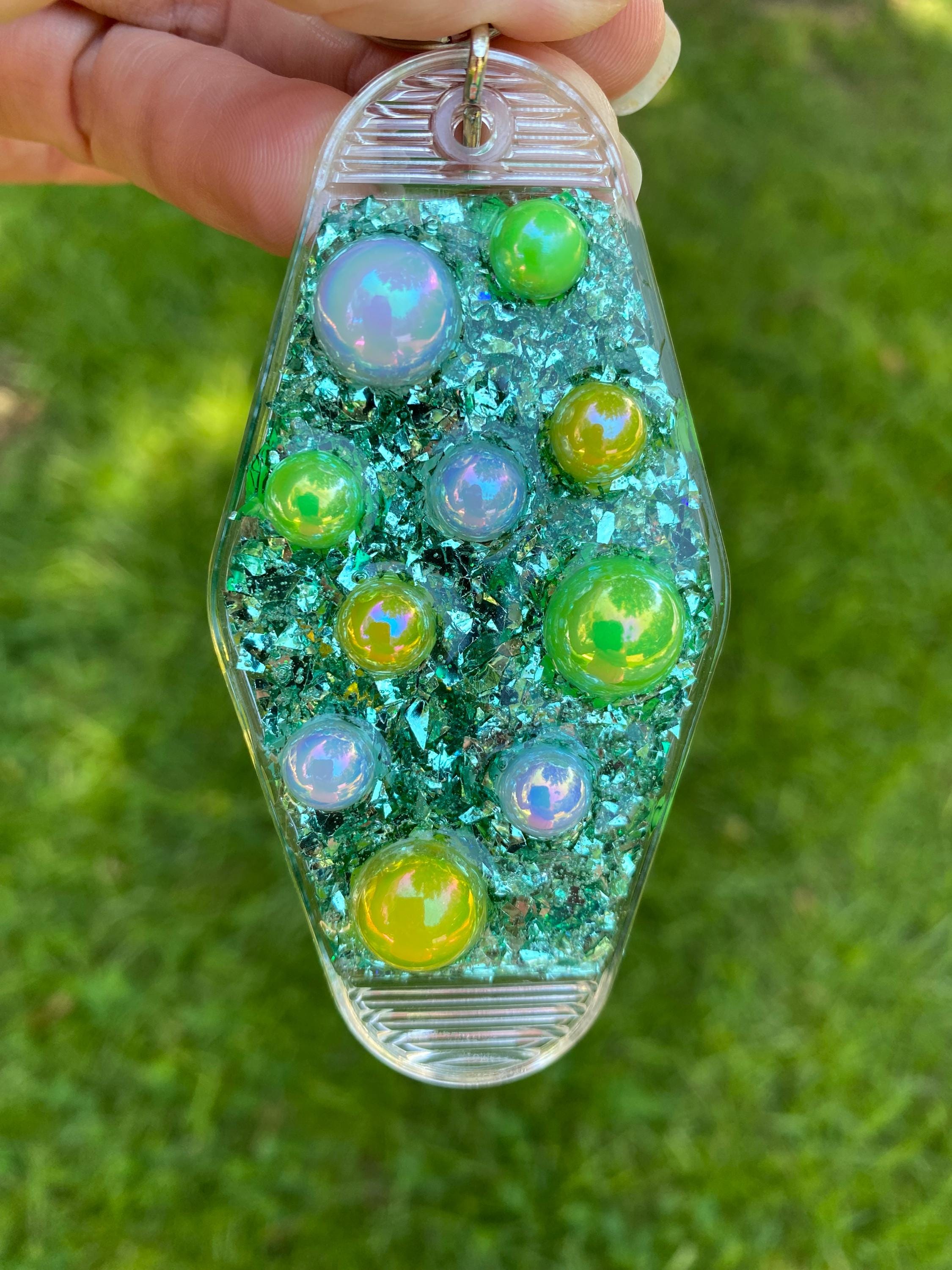 Frog Prince Junk Keychain – Sparkly Green Retro Motel Style