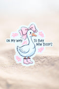 Book Lover Duck Sticker: Pink, UV Resistant Vinyl