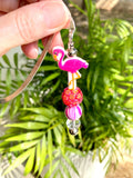 Flamingo Beaded Bookmark: Sparkly Tropical Pink Charm, Book Hook