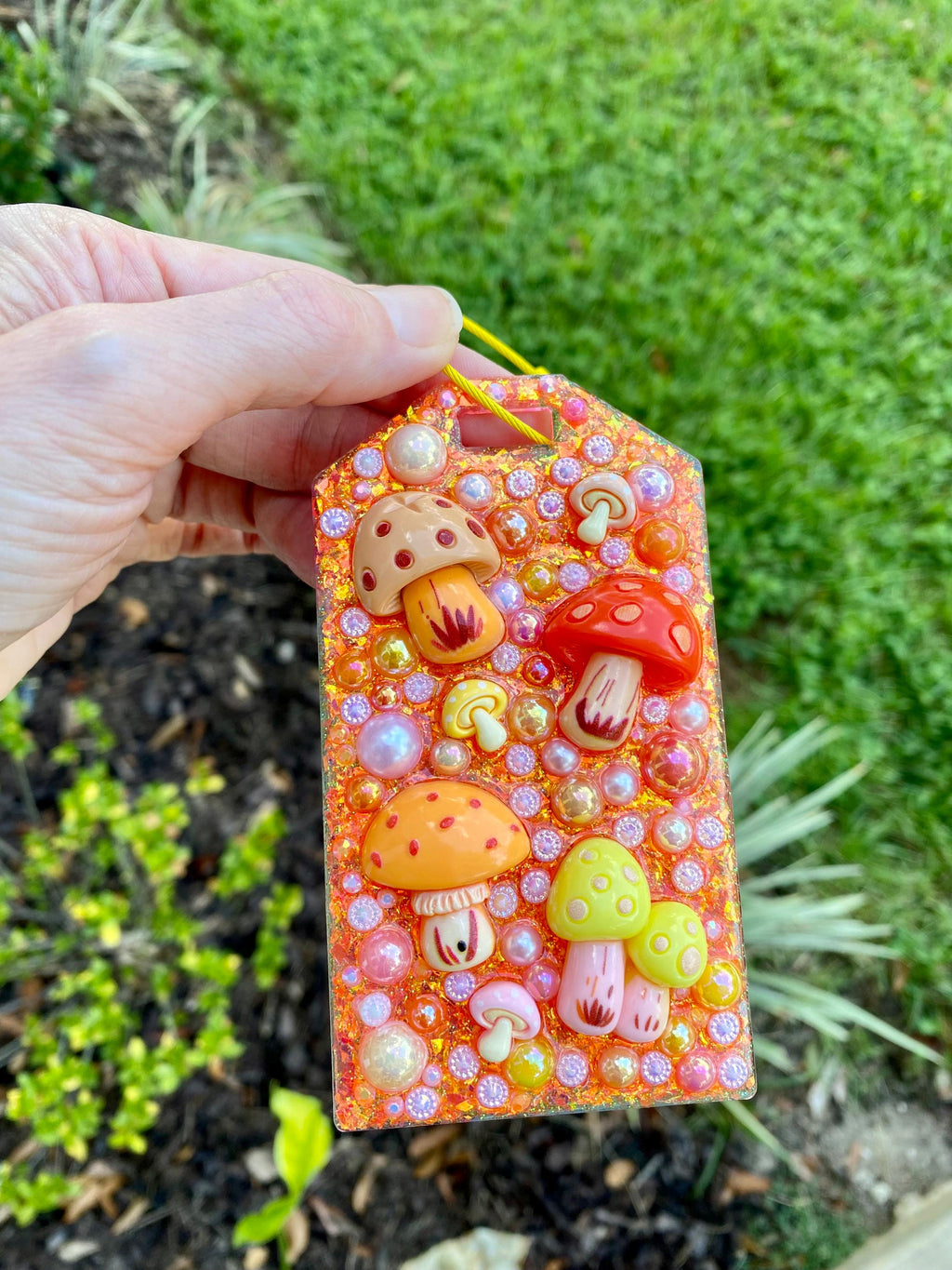 Retro Mushroom Iridescent Luggage Tag