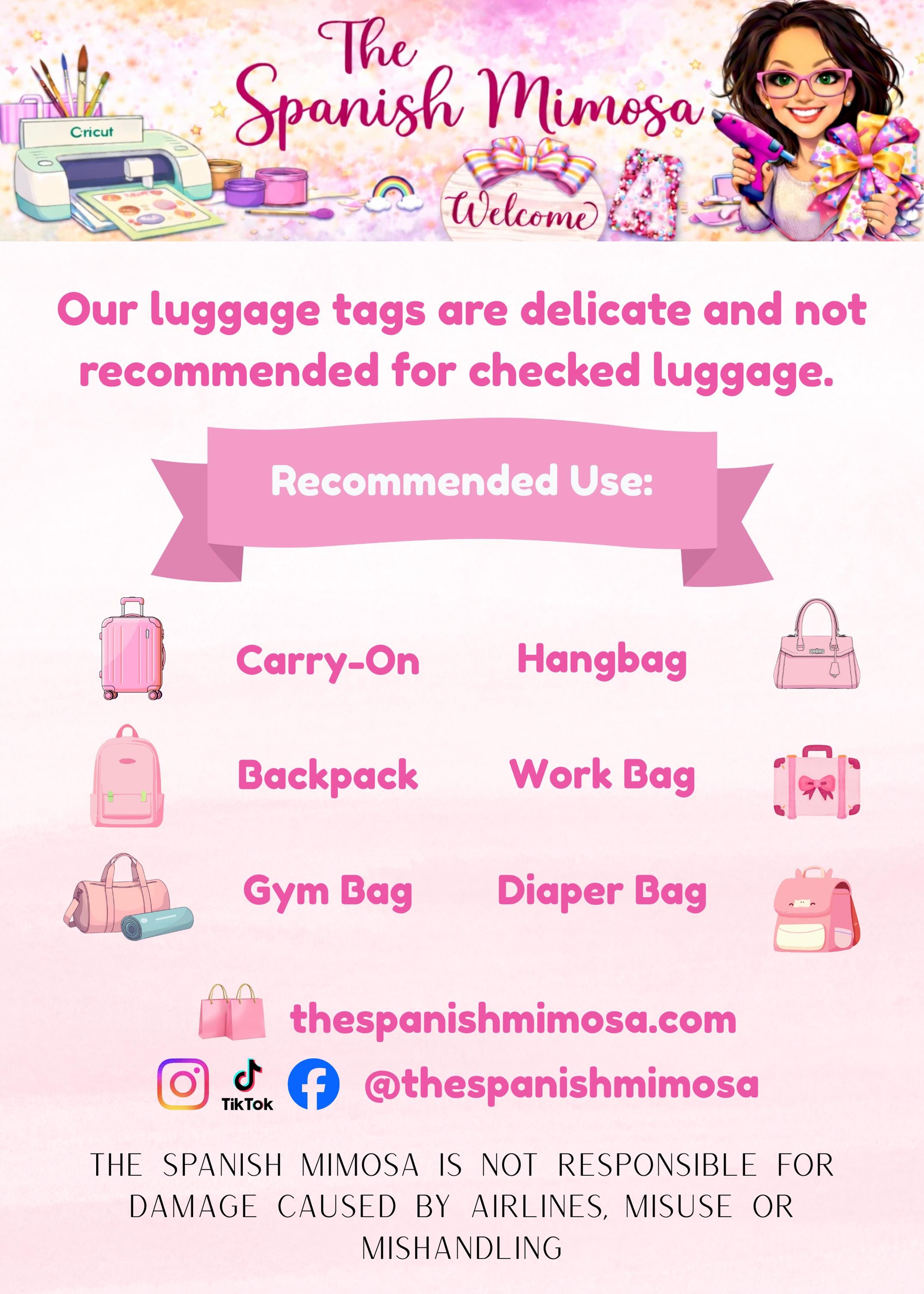 Handmade Purple Floral Luggage Tag | Glitter Resin Bag Accessory