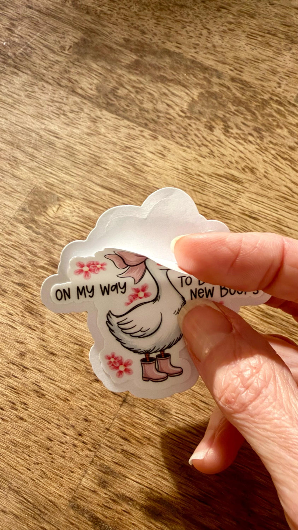 Book Lover Duck Sticker: Pink, UV Resistant Vinyl