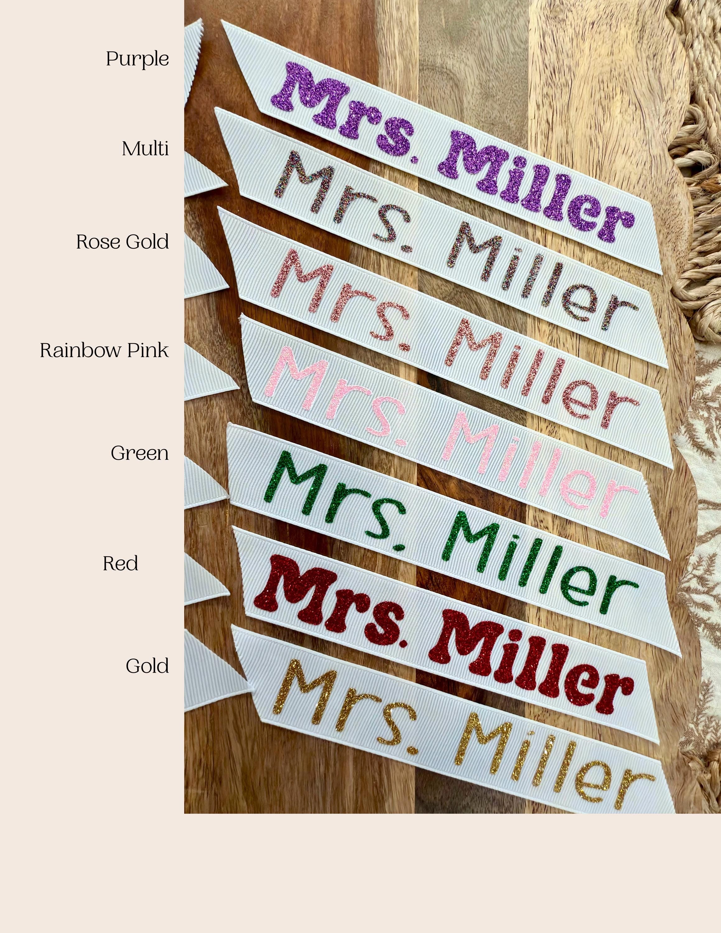 Custom Name Ribbon Bookmark • Glitter or Matte Vinyl • Teacher Gift • Book Lover Gift