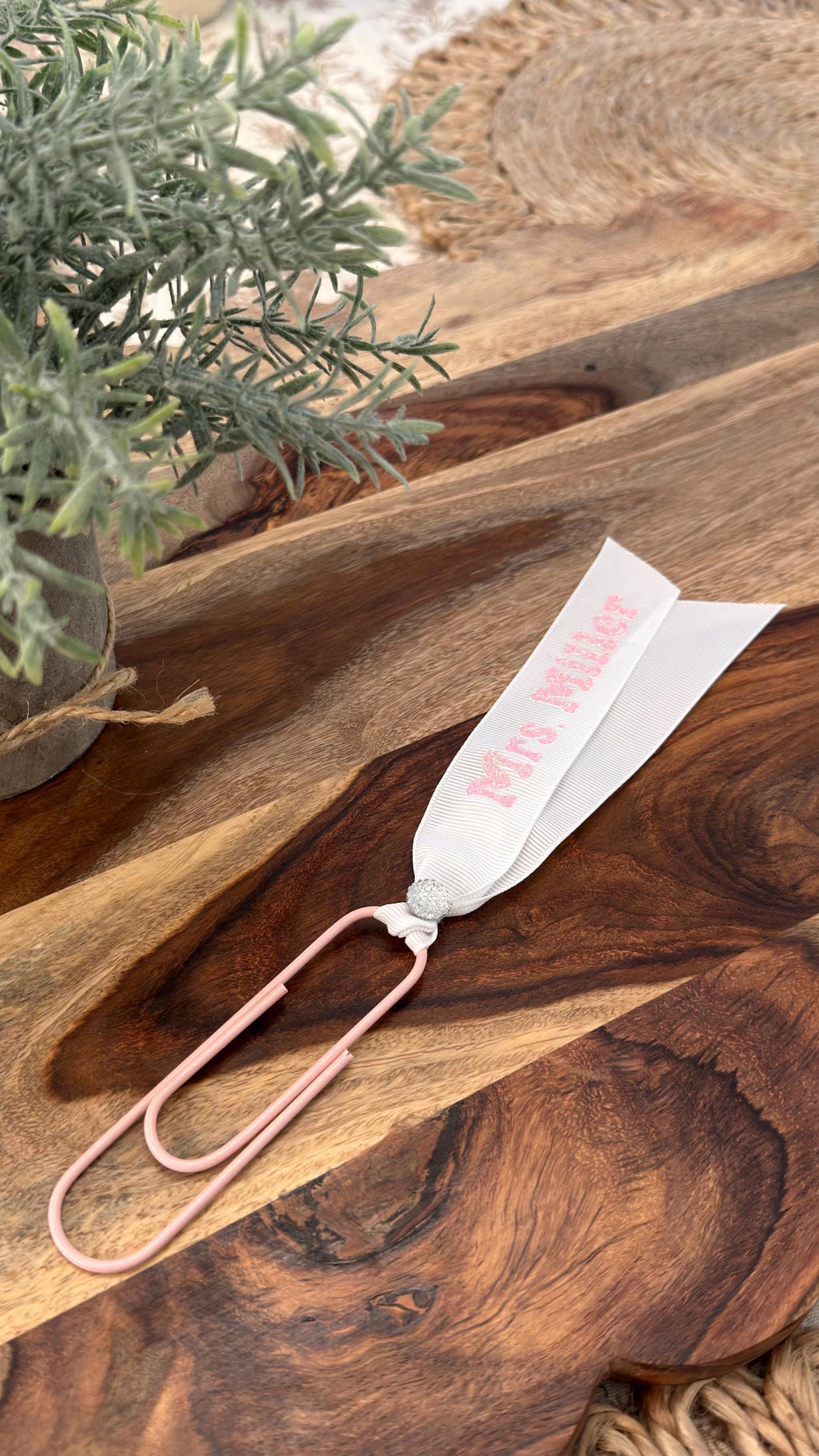 Custom Name Ribbon Bookmark • Glitter or Matte Vinyl • Teacher Gift • Book Lover Gift