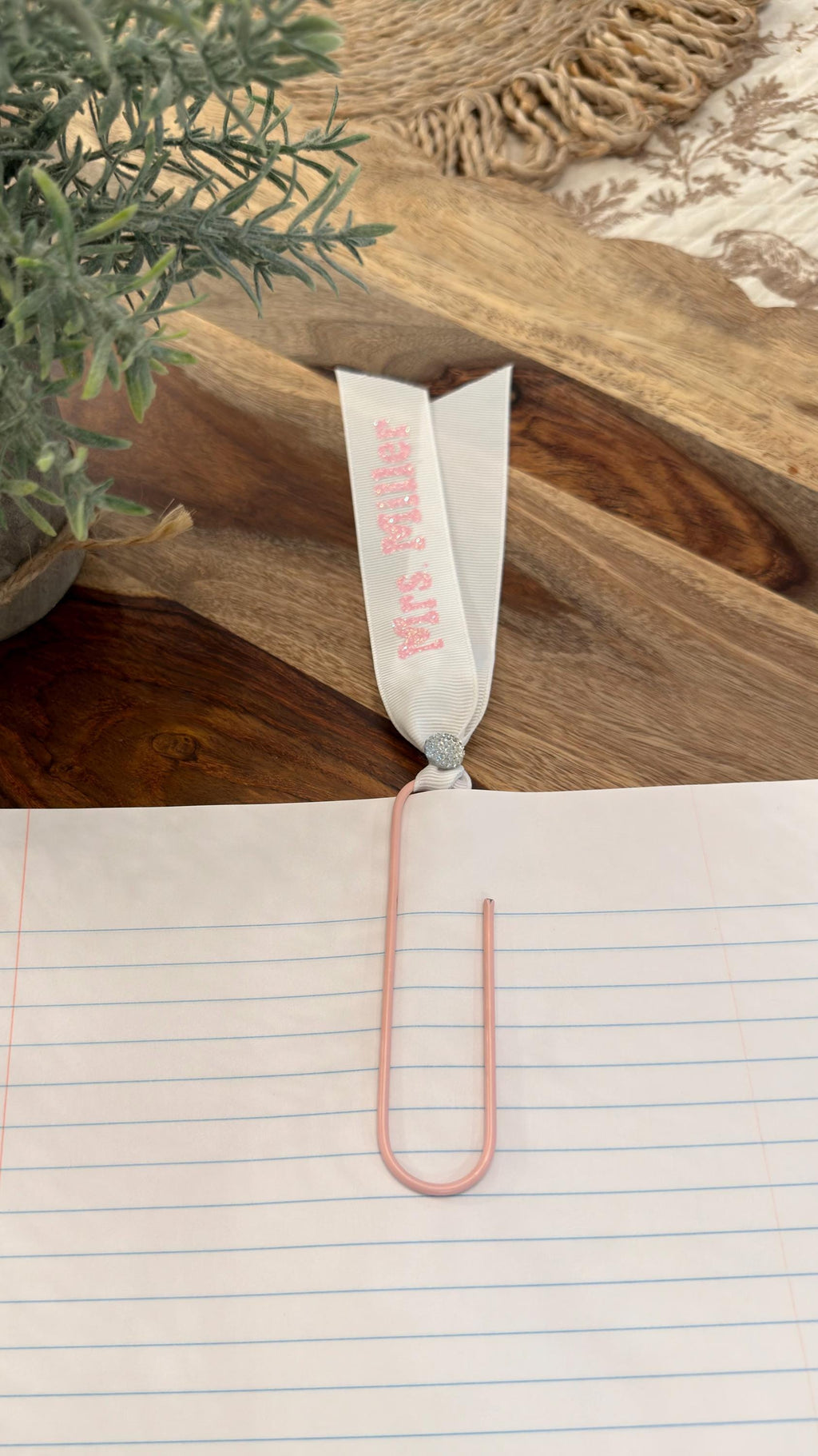 Custom Name Ribbon Bookmark • Glitter or Matte Vinyl • Teacher Gift • Book Lover Gift