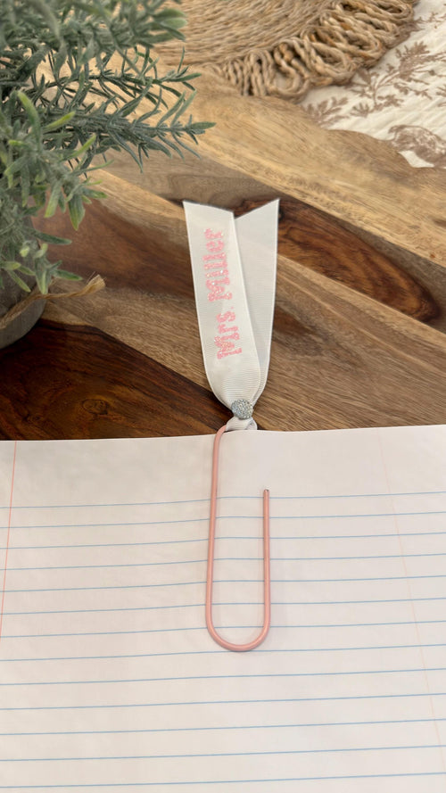 Custom Name Ribbon Bookmark • Glitter or Matte Vinyl • Teacher Gift • Book Lover Gift