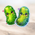 Sparkly Pickle Sticker - Holographic or Matte Glitter Kawaii Pickle Decal