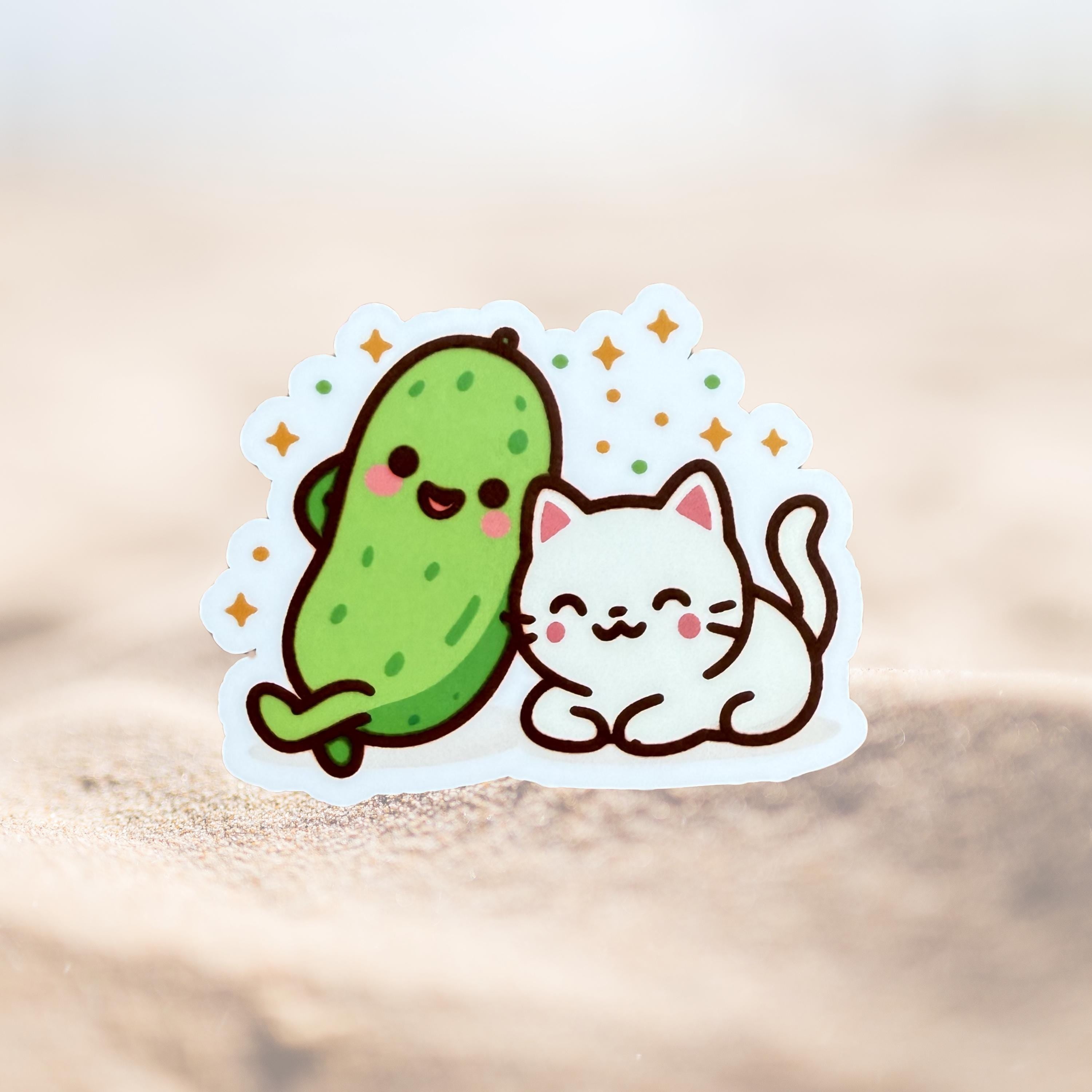 Pickle Cat Vinyl Sticker – Water Resistant Matte Decal