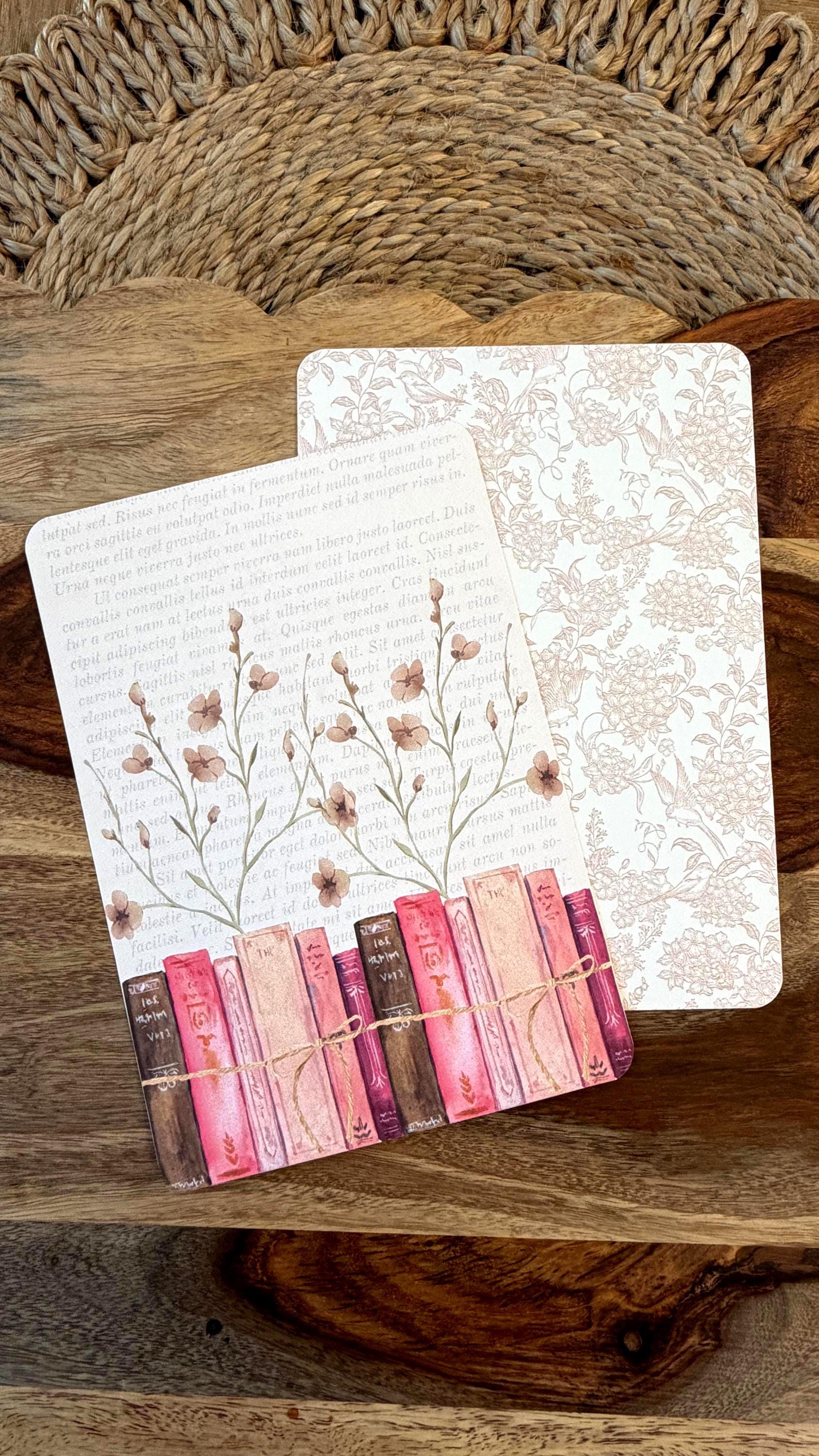 Romantic Floral Kindle Insert | Vintage Pink Books, Wildflowers (Cardstock)